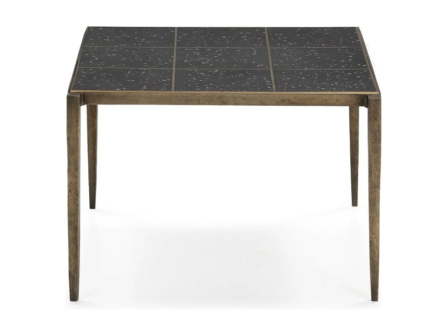 Table basse fer doré antique et pierre noir Therazi 65cm