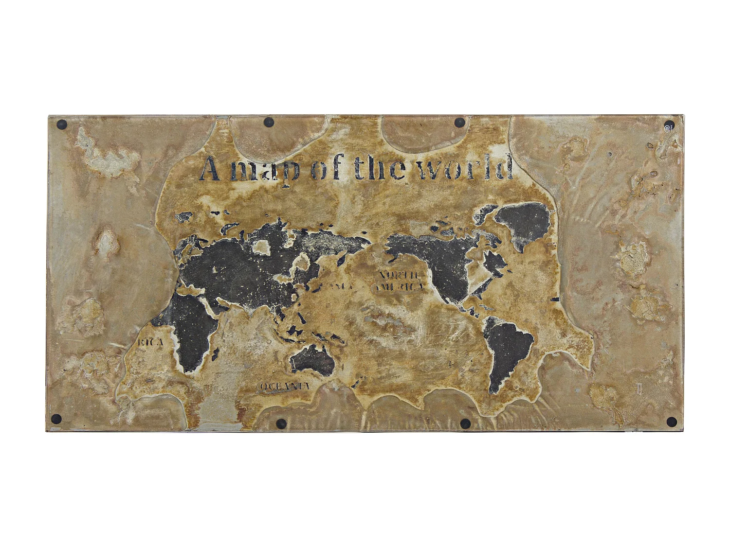 Table basse en acier et verre avec carte Altas L 140cm