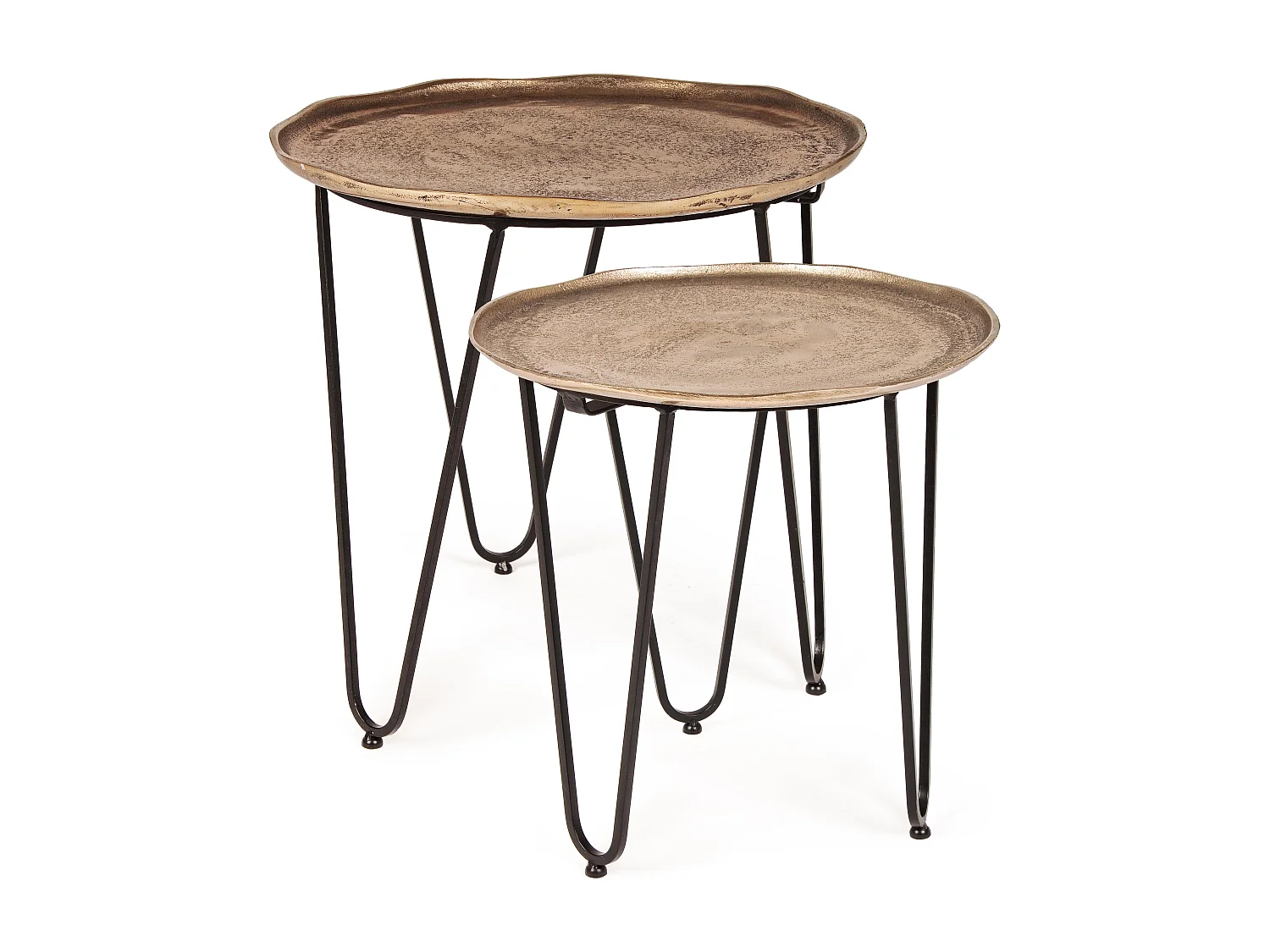 Table basse ronde aluminium et pieds en acier Amina - Lot de 2 2