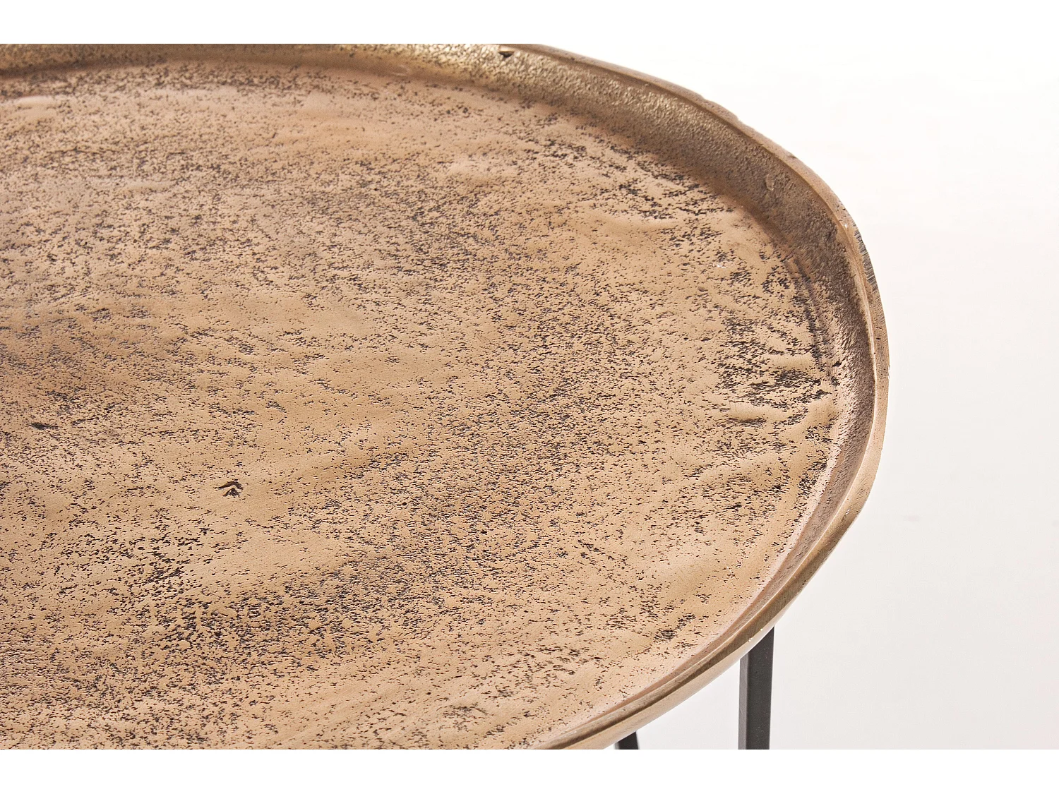 Table basse ronde aluminium et pieds en acier Amina - Lot de 2 2