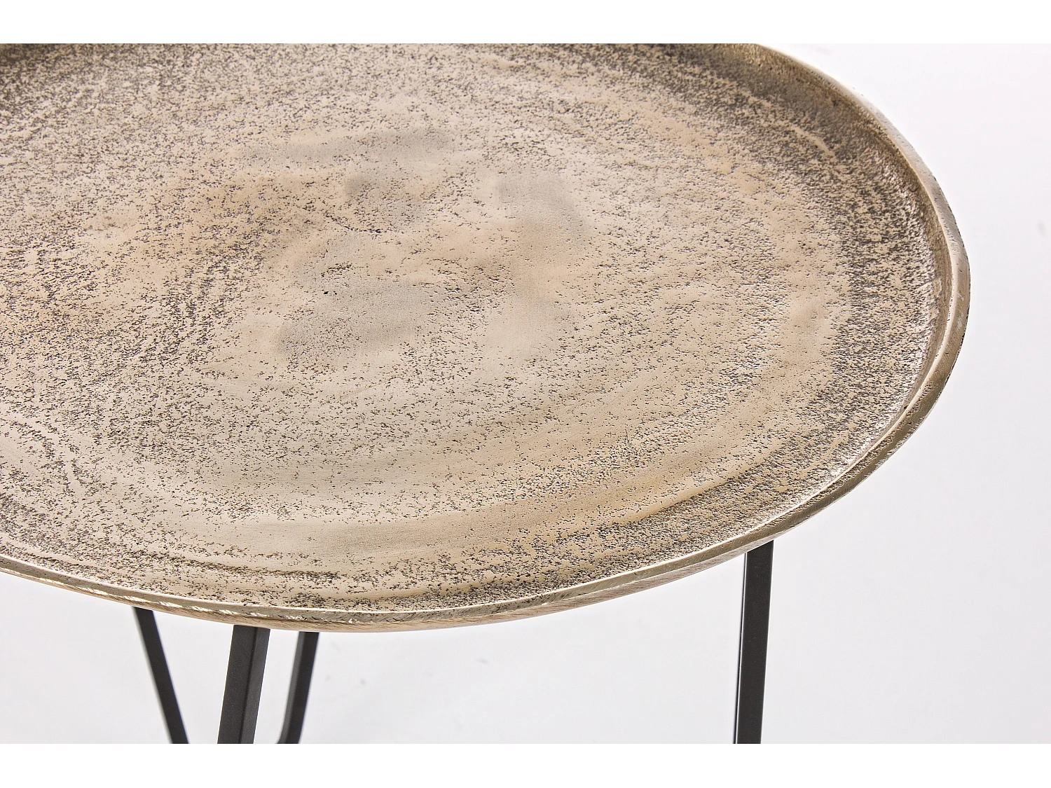 Table basse ronde aluminium et pieds en acier Amina - Lot de 2 2