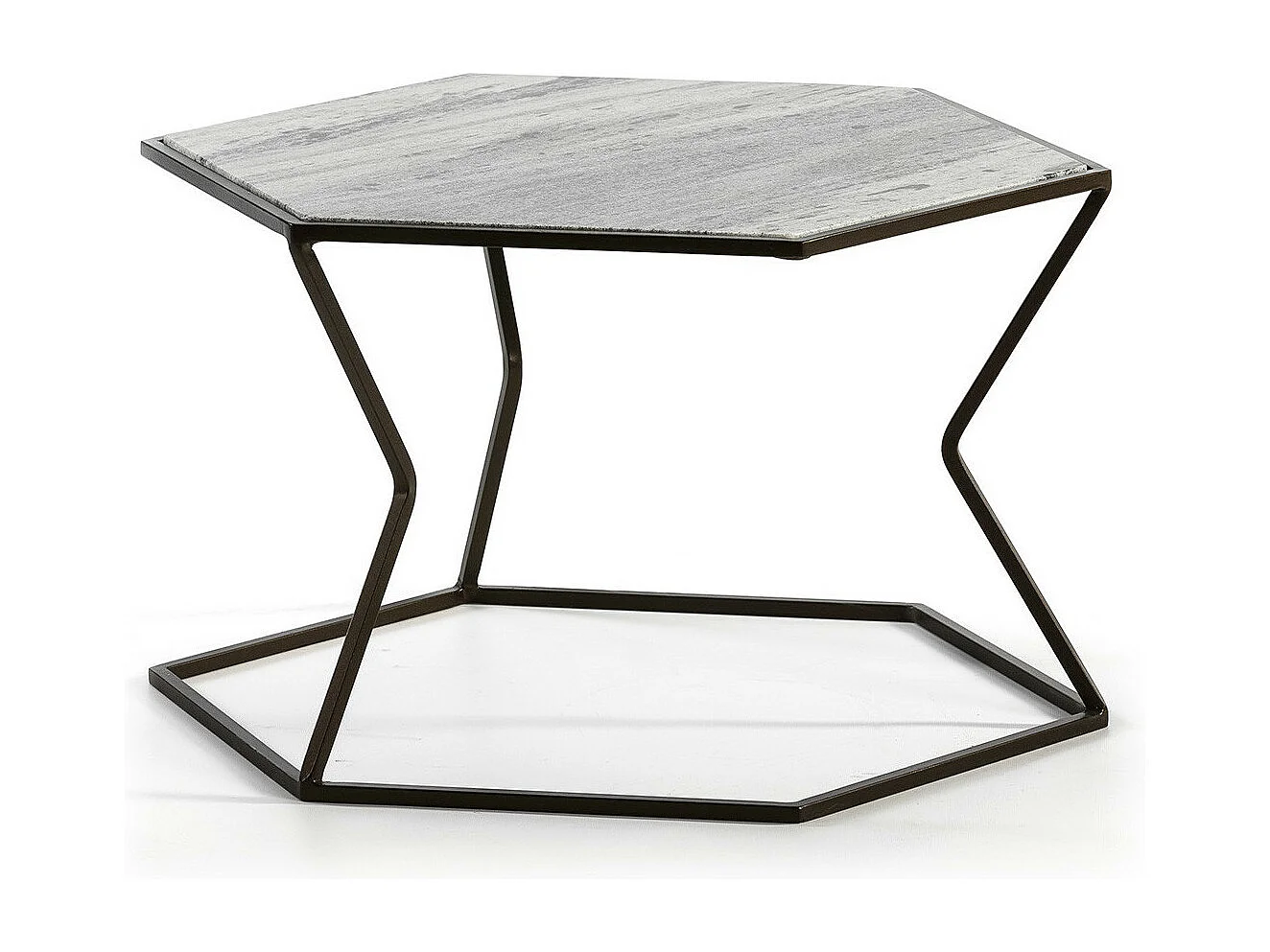 Table basse marbre gris et métal marron Trois