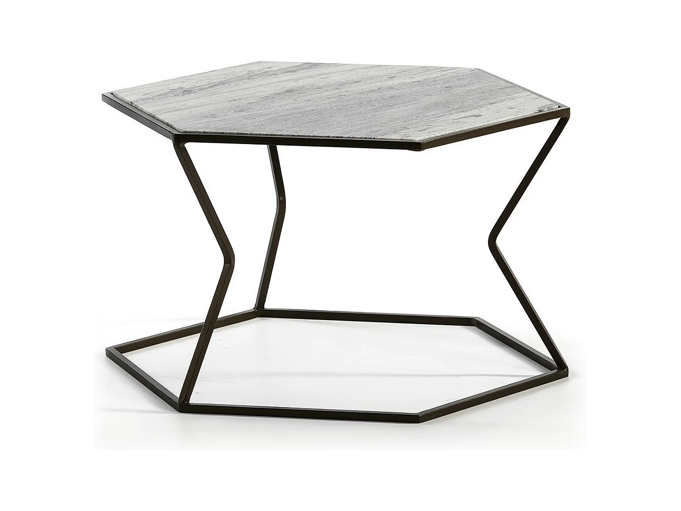 Table basse marbre gris et métal marron Trois