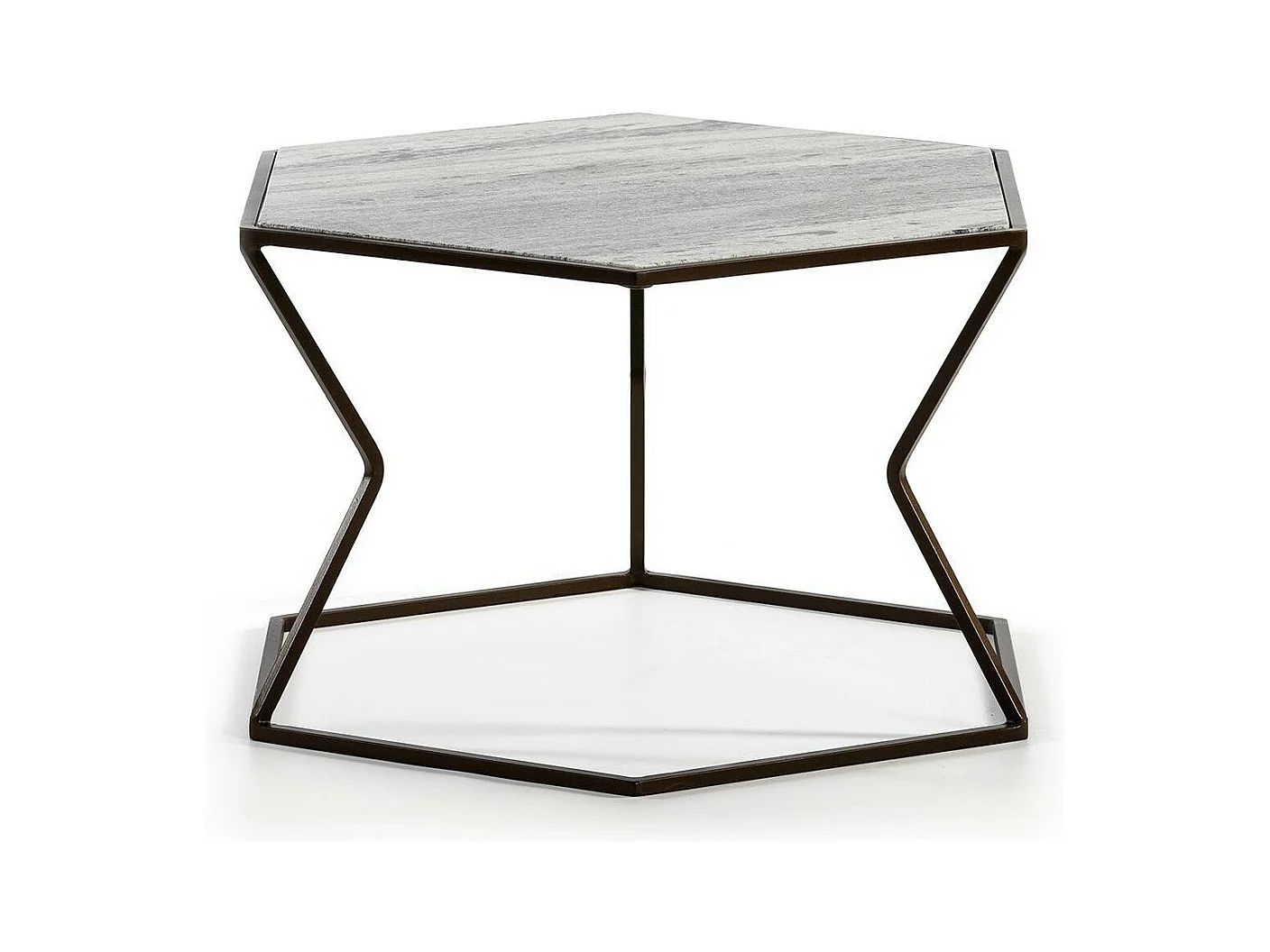 Table basse marbre gris et métal marron Trois