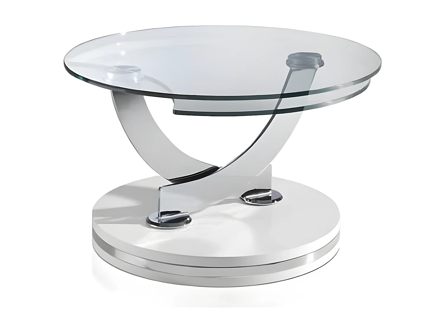 Table basse laquée taupe articulée avec mécanisme pivotant synchronisé Modena