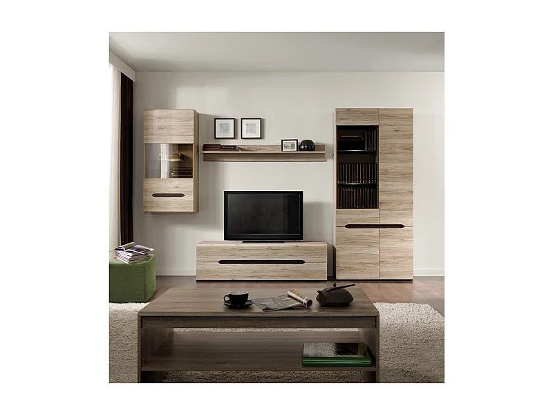 Mesa de centro "Elpasso" em carvalho san remo claro com prateleira prática