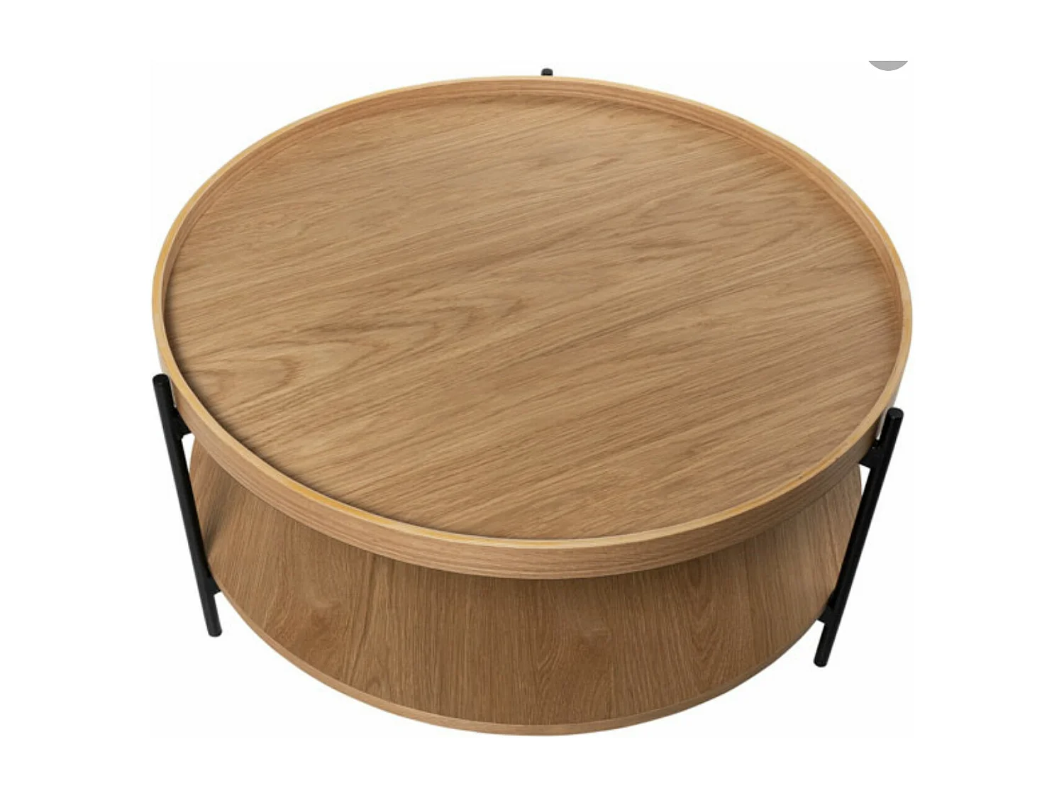 Table basse ronde moderne Landy-Couleur Naturel-Diamètre 80 cm