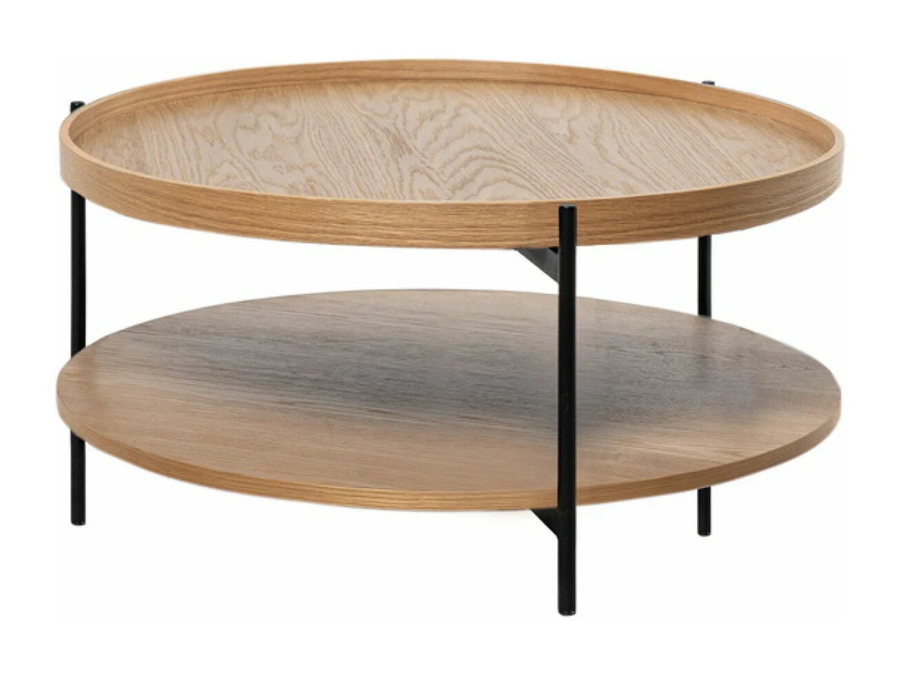 Table basse ronde moderne Landy-Couleur Naturel-Diamètre 80 cm