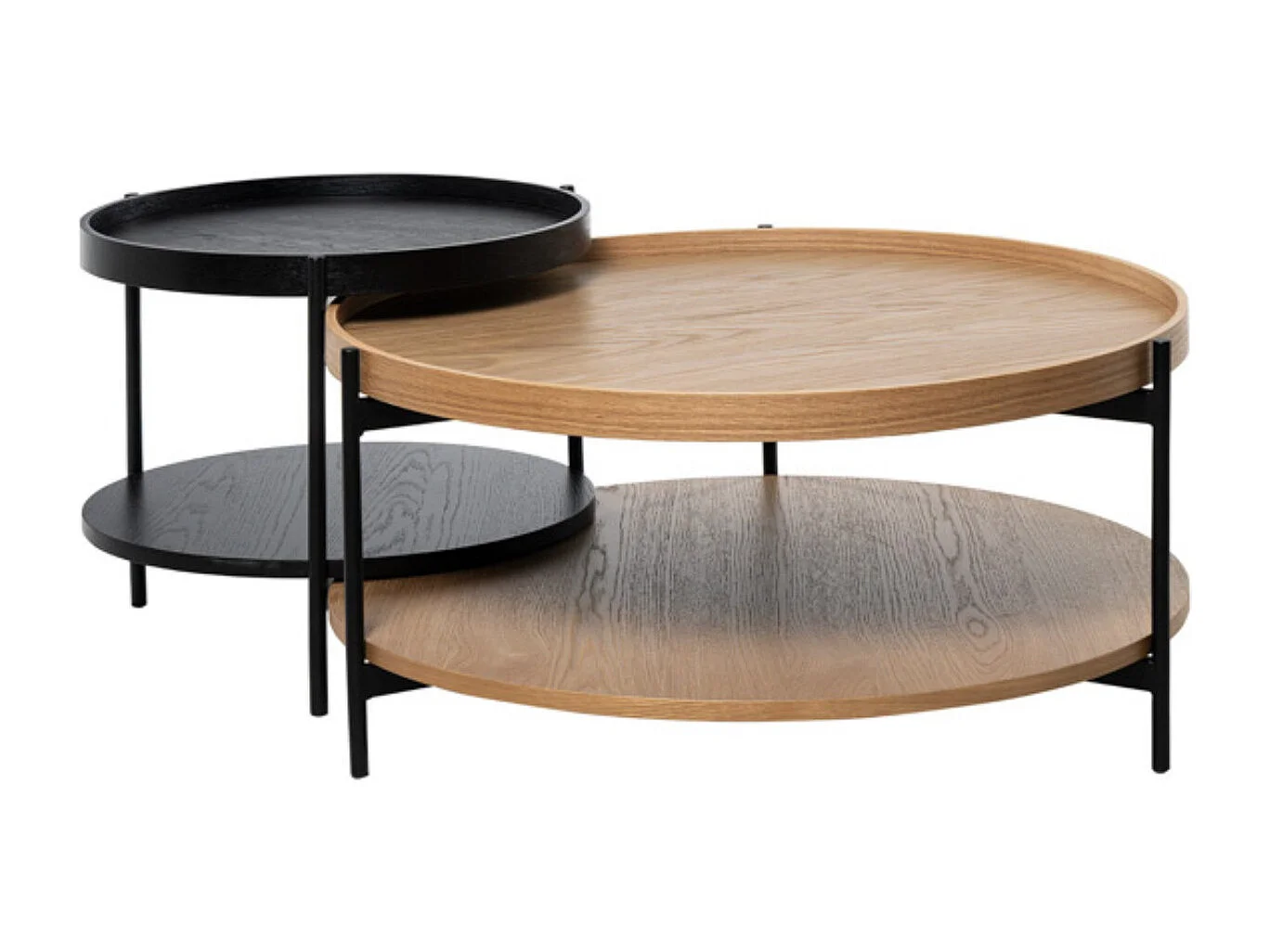 Table basse ronde moderne Landy-Couleur Naturel-Diamètre 80 cm