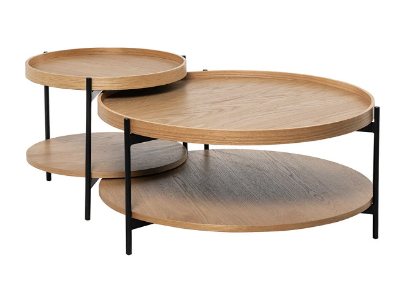 Table basse ronde moderne Landy-Couleur Naturel-Diamètre 80 cm