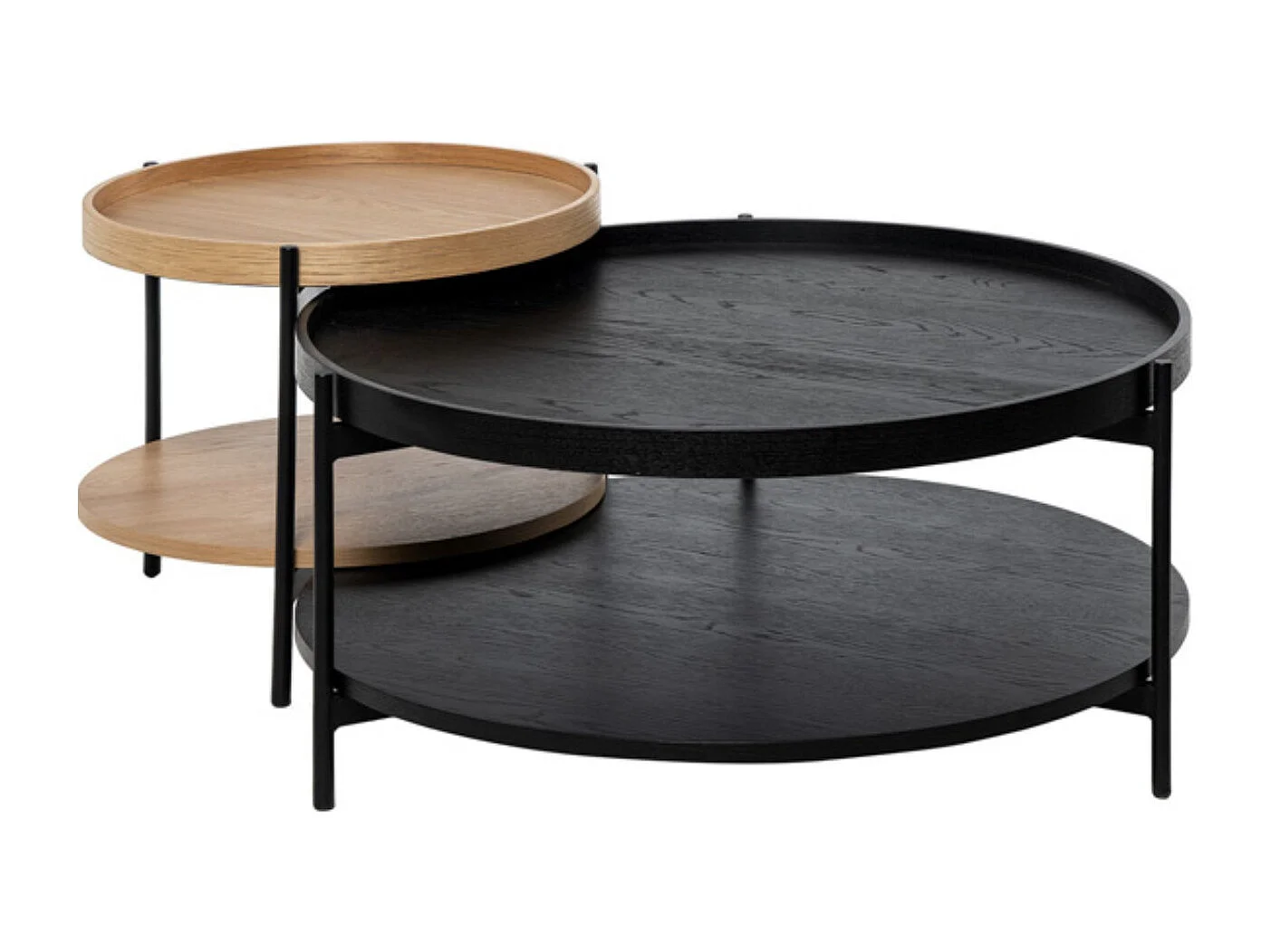 Table basse ronde moderne Landy-Couleur Naturel-Diamètre 80 cm