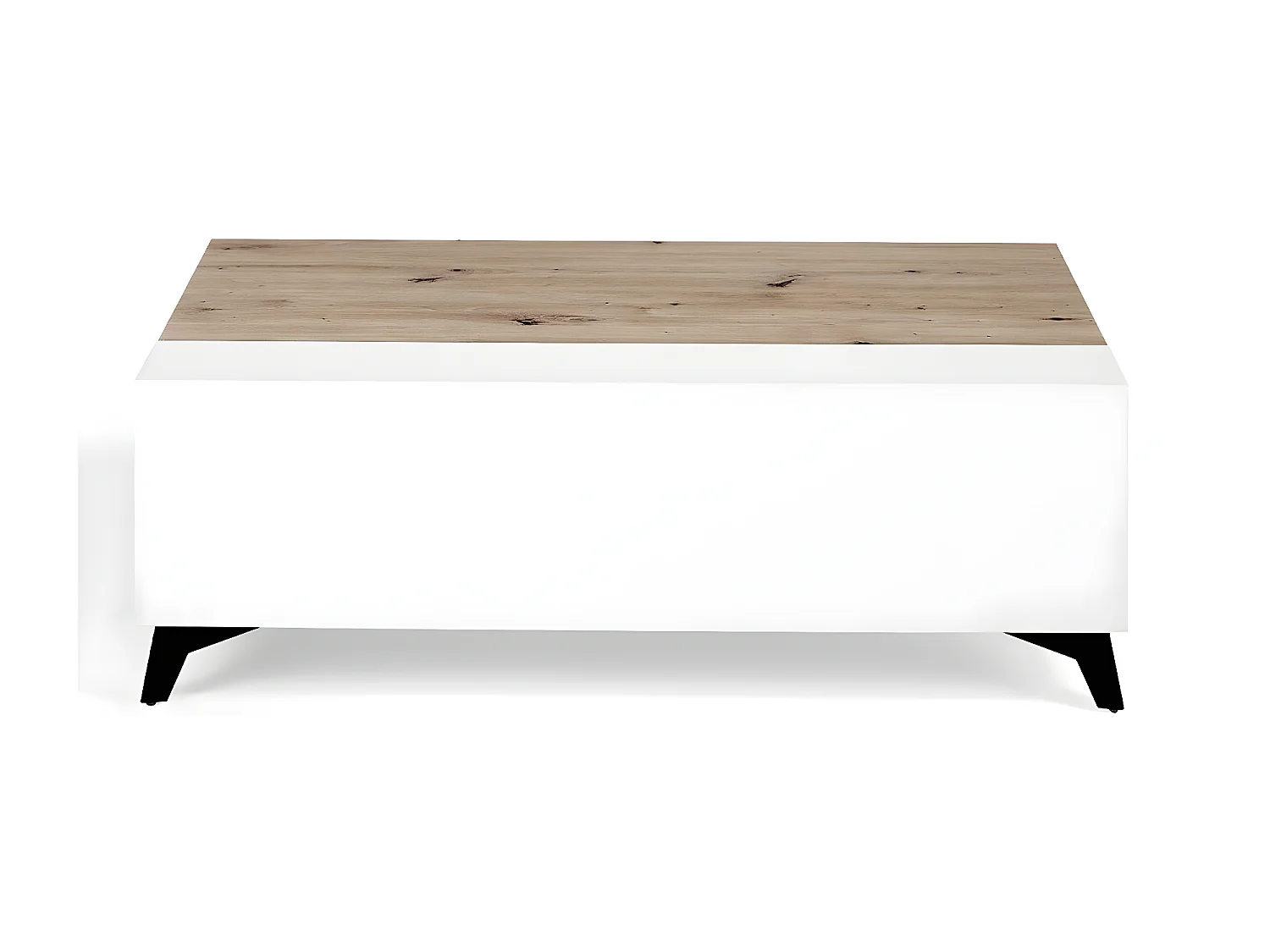 Table basse relevable en bois chêne clair et bois blanc Lazeto 110cm