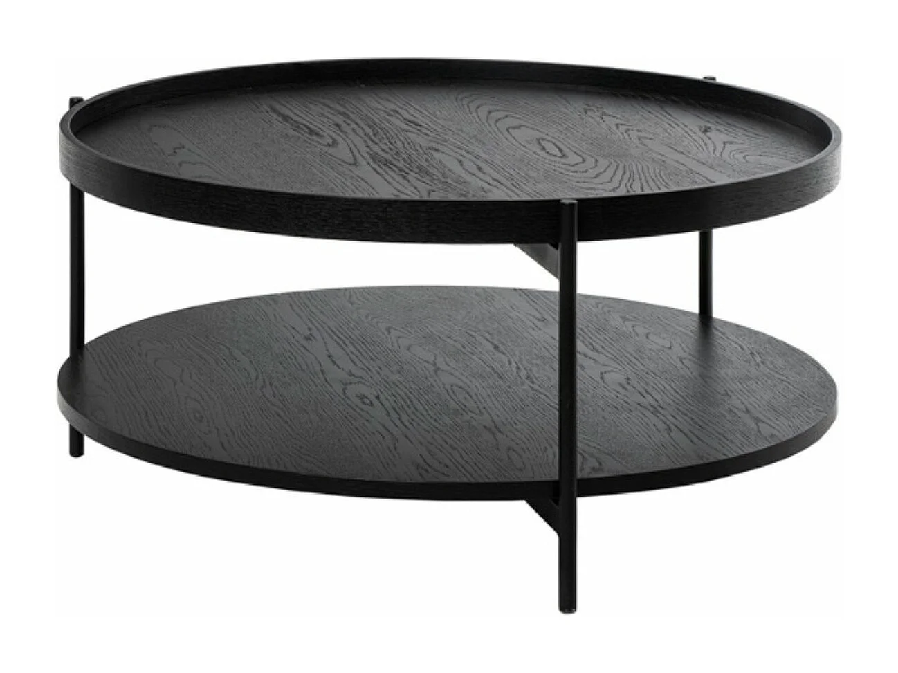 Table basse ronde moderne Landy-Couleur Noir-Diamètre 80 cm