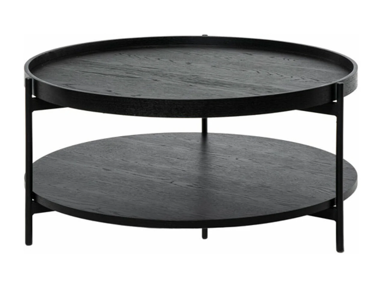 Table basse ronde moderne Landy-Couleur Noir-Diamètre 80 cm