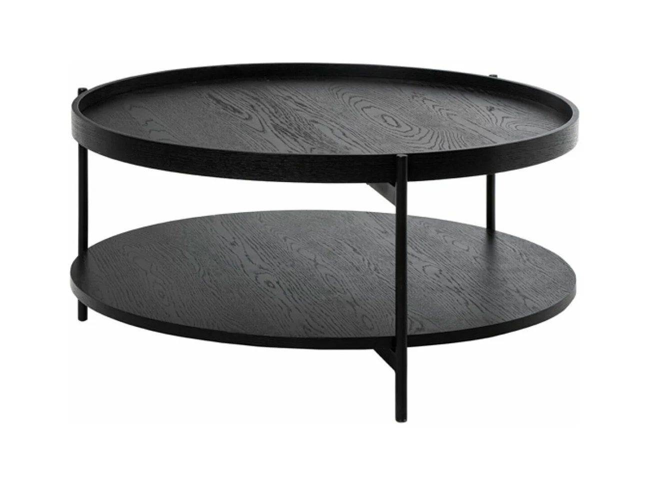 Table basse ronde moderne Landy-Couleur Noir-Diamètre 80 cm