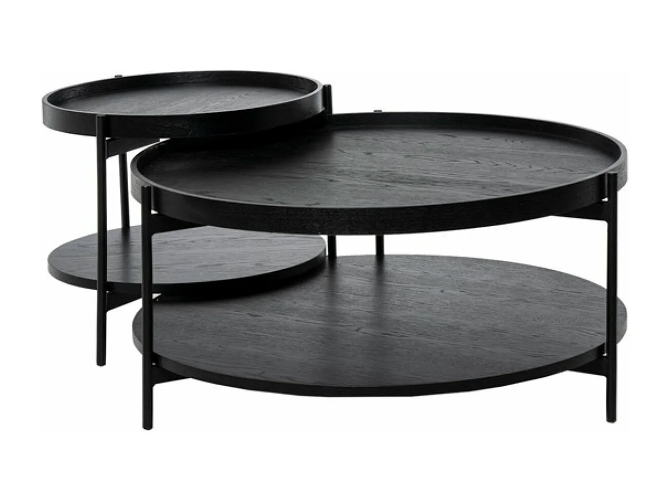 Table basse ronde moderne Landy-Couleur Noir-Diamètre 80 cm