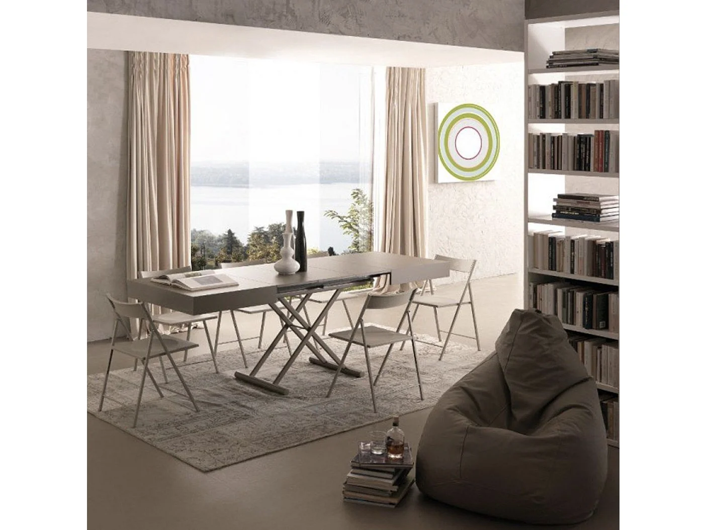 Table basse relevable et extensible blanche Alexandra 120-153-186 et 220cm