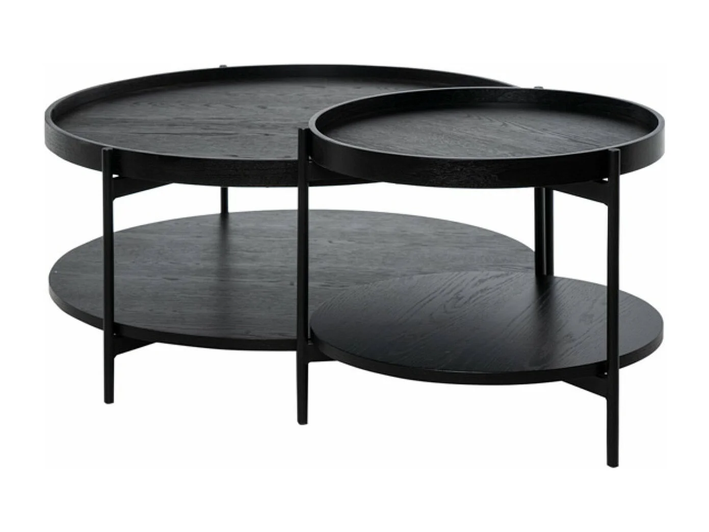 Table basse ronde moderne Landy-Couleur Noir-Diamètre 50 cm