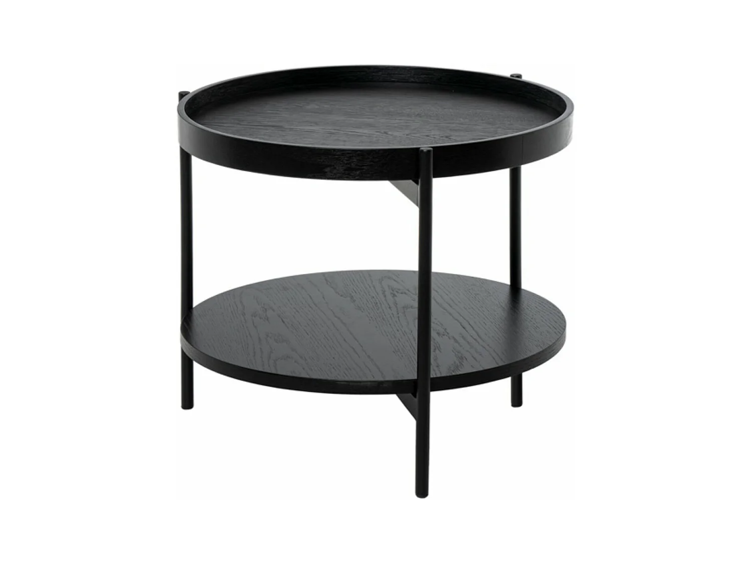 Table basse ronde moderne Landy-Couleur Noir-Diamètre 50 cm