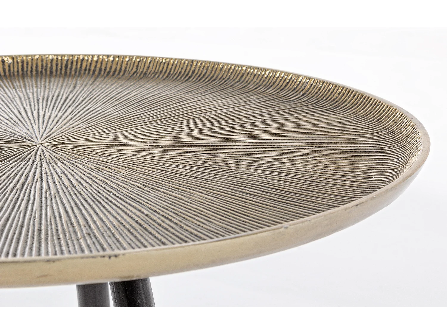 Ama ronde aluminium salontafel en zwarte poten - Set van 3