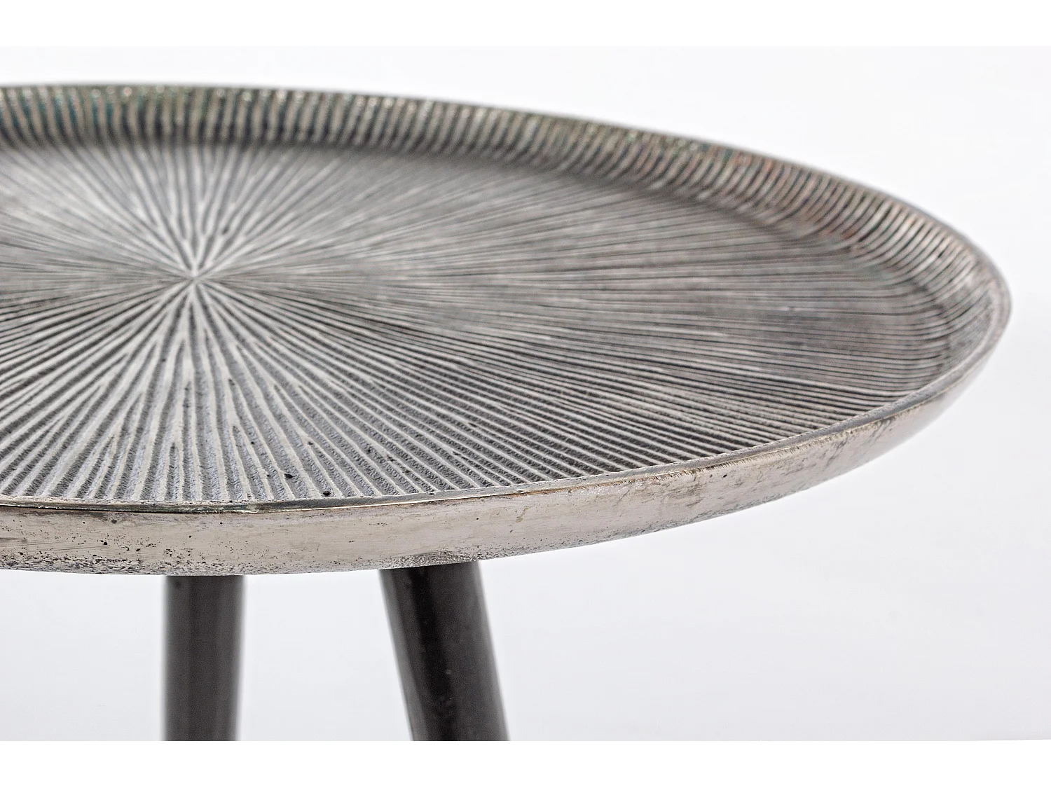 Ama ronde aluminium salontafel en zwarte poten - Set van 3