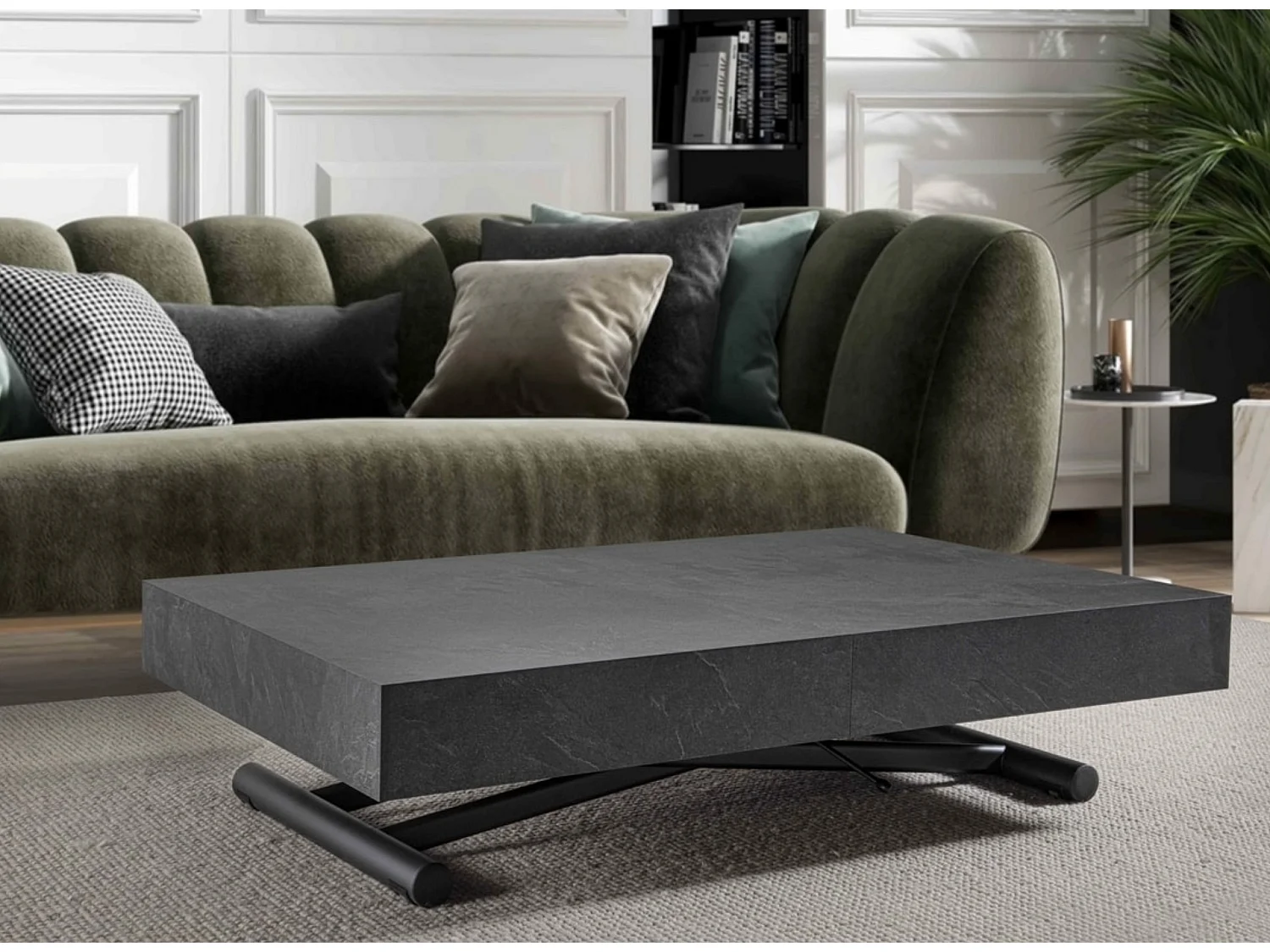 Table basse relevable et extensible gris ardoise Alexandra 120-153-186 et 220cm