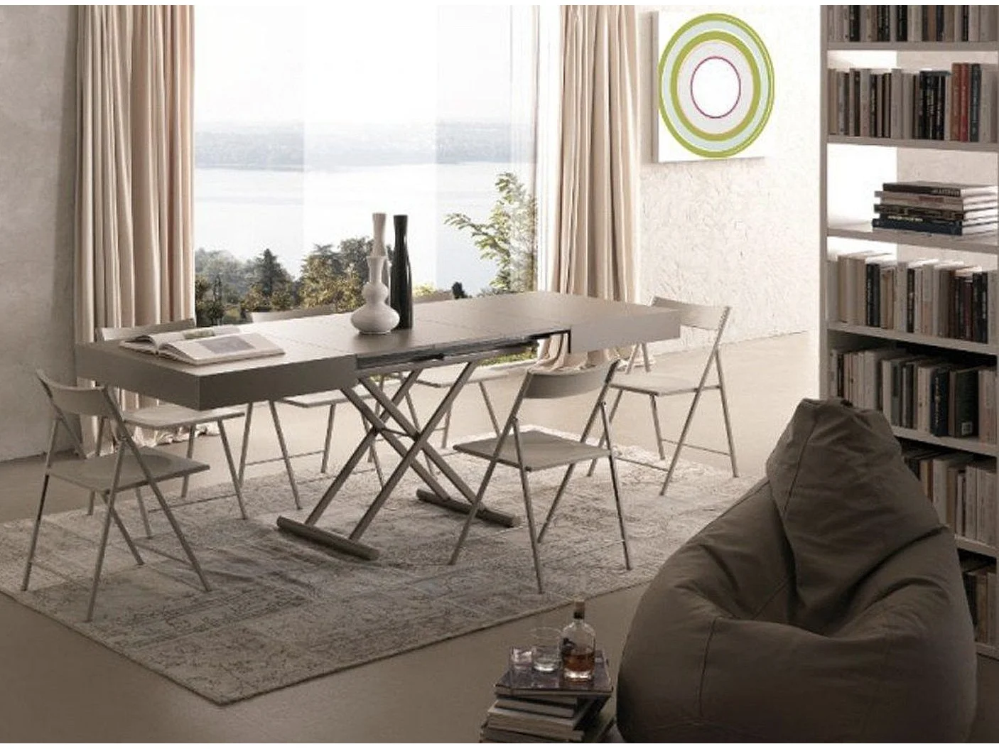 Table basse relevable et extensible gris ardoise Alexandra 120-153-186 et 220cm