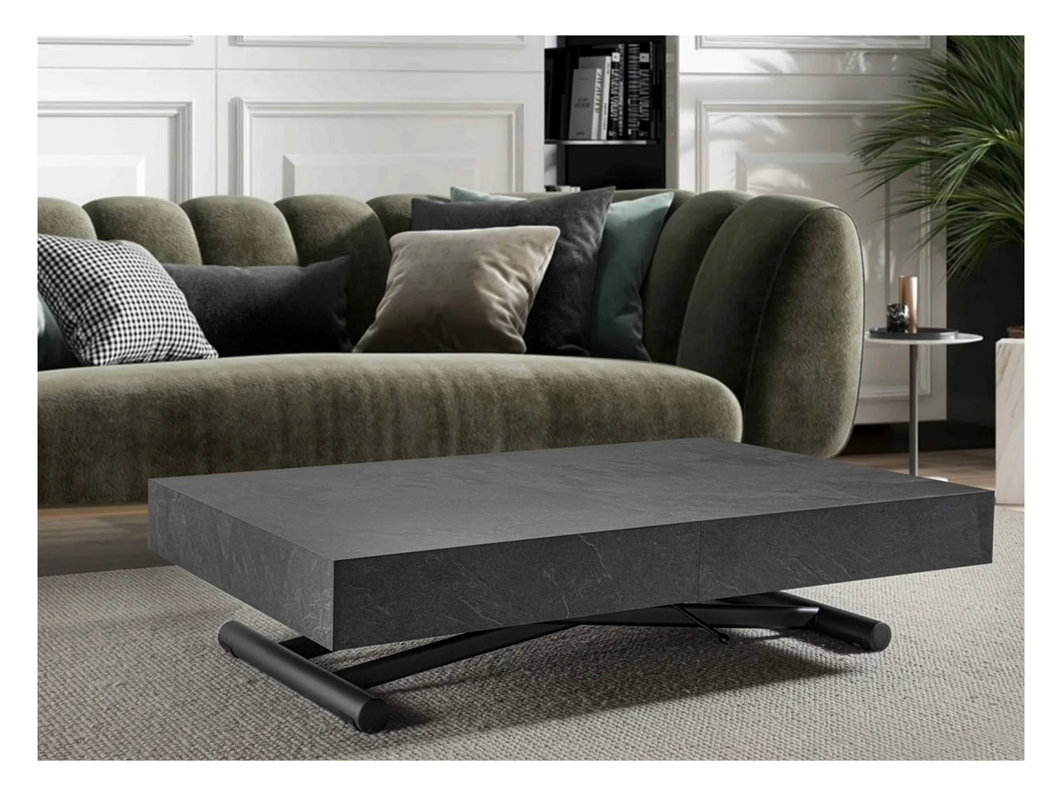Table basse relevable et extensible gris ardoise Alexandra 120-153-186 et 220cm