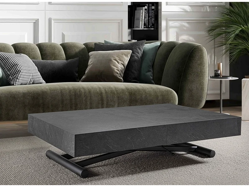 Table basse relevable et extensible gris ardoise Alexandra 120-153-186 et 220cm