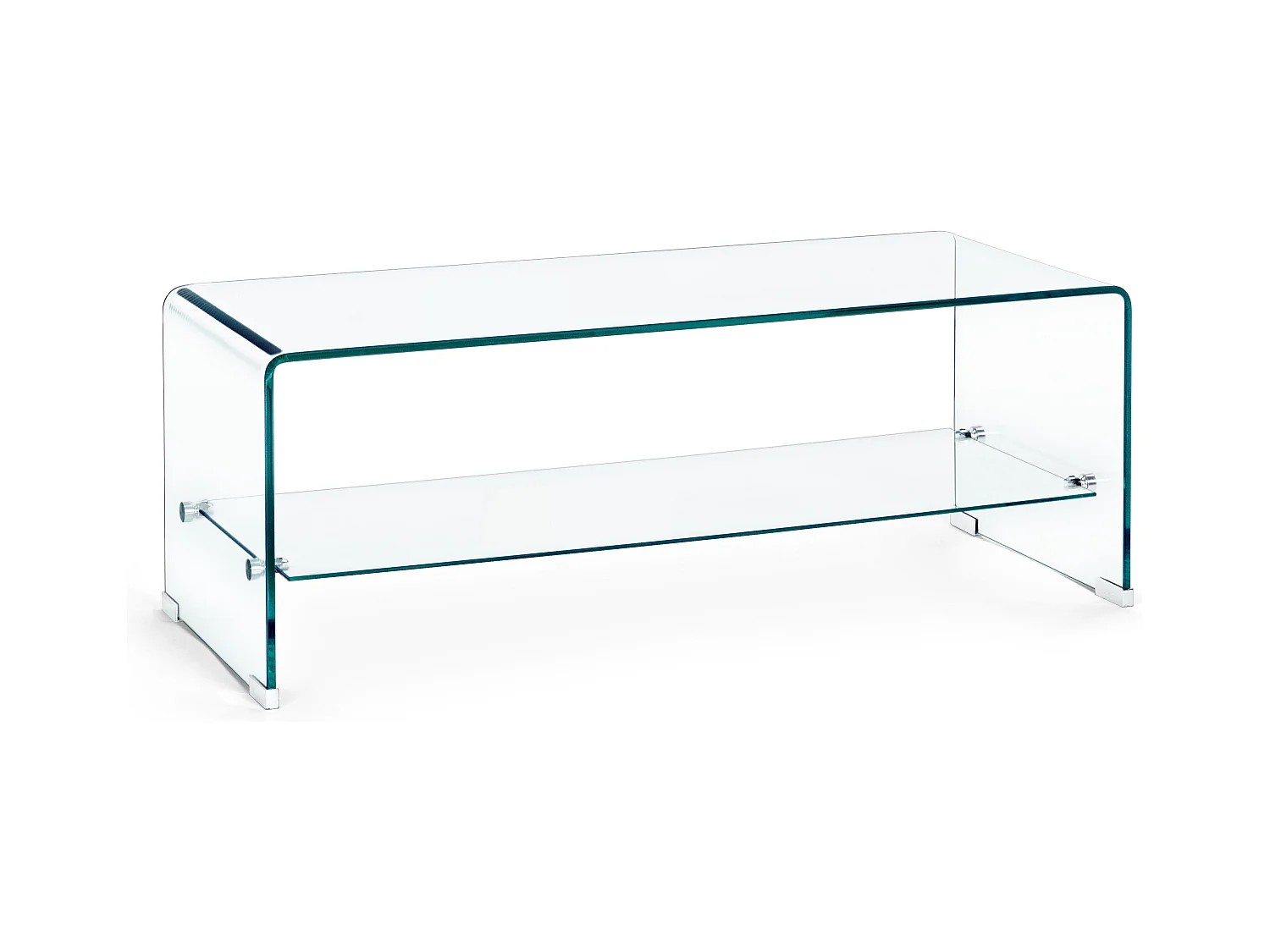 Transparante salontafel met 1 nis in irisglas L 100 cm