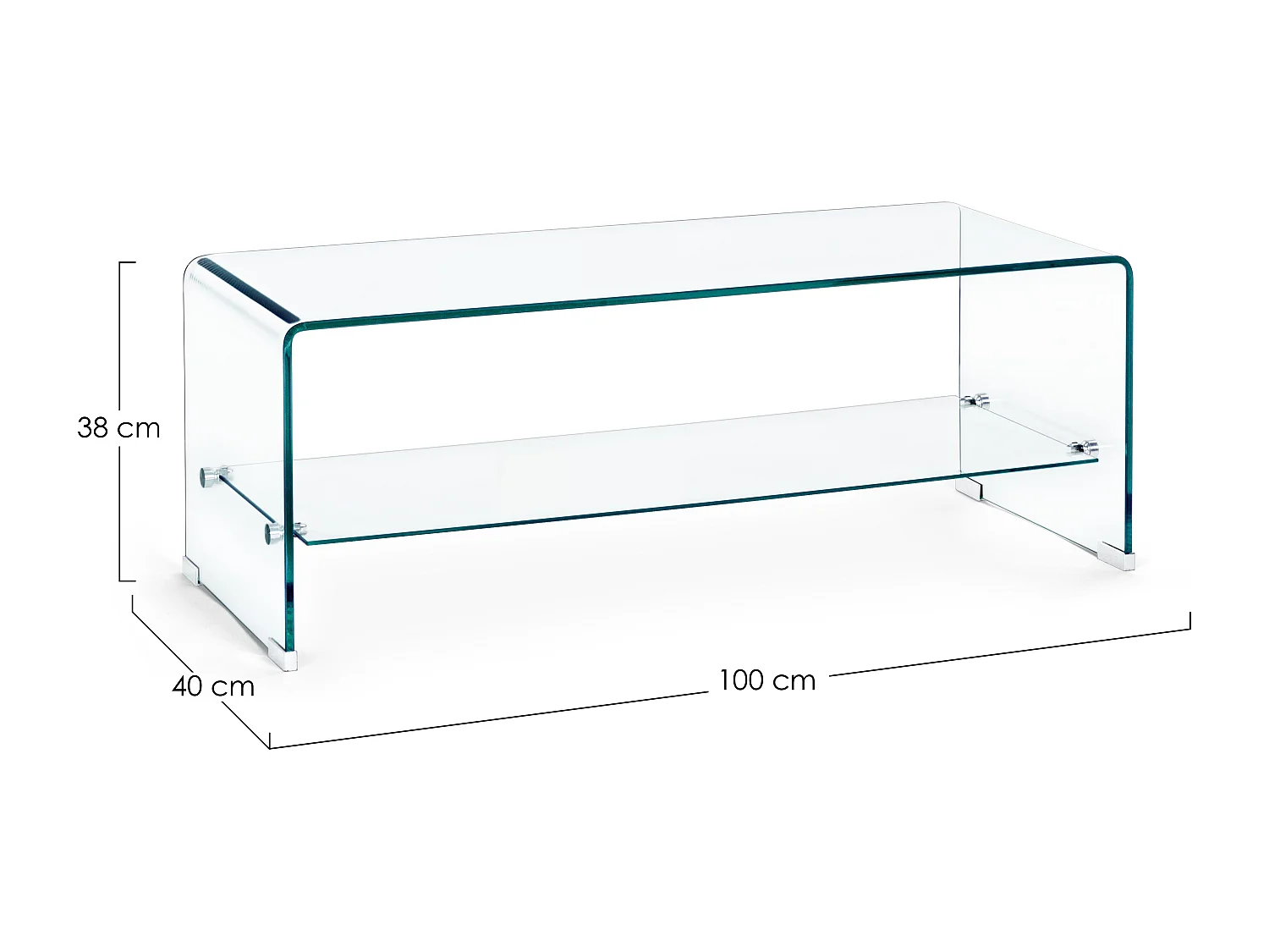 Table basse transparent 1 niche en verre Iris L 100cm