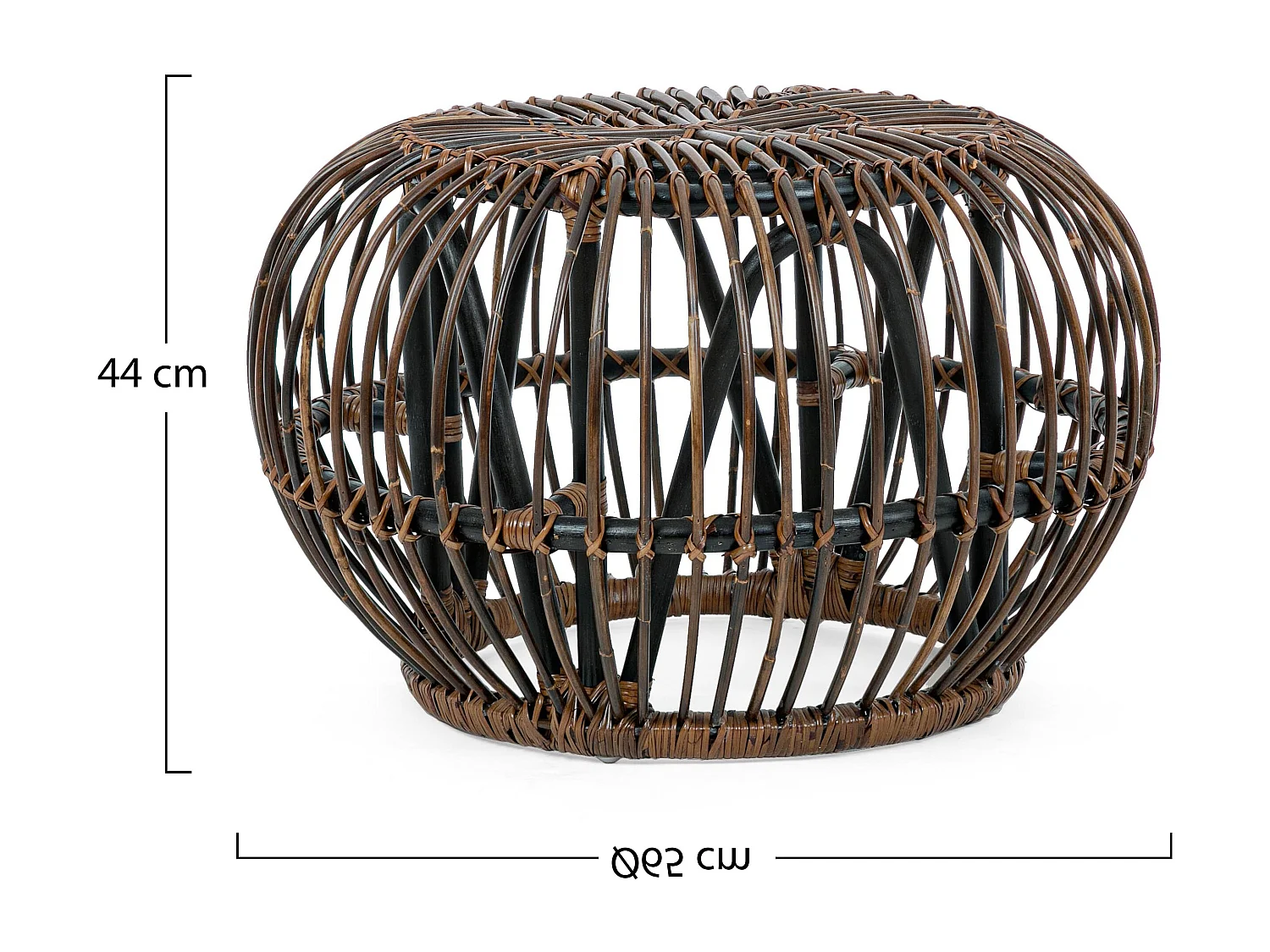 Table basse ronde en rotin croco marron foncé Dora - Lot de 2