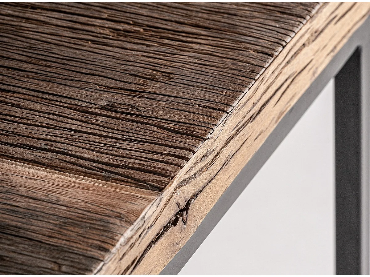 Mesa de centro cuadrada de madera maciza reciclada y acero negro Wader 70 cm