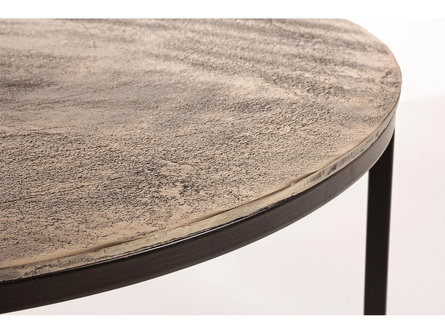 Table basse ronde aluminium et pieds en acier Amina - Lot de 2