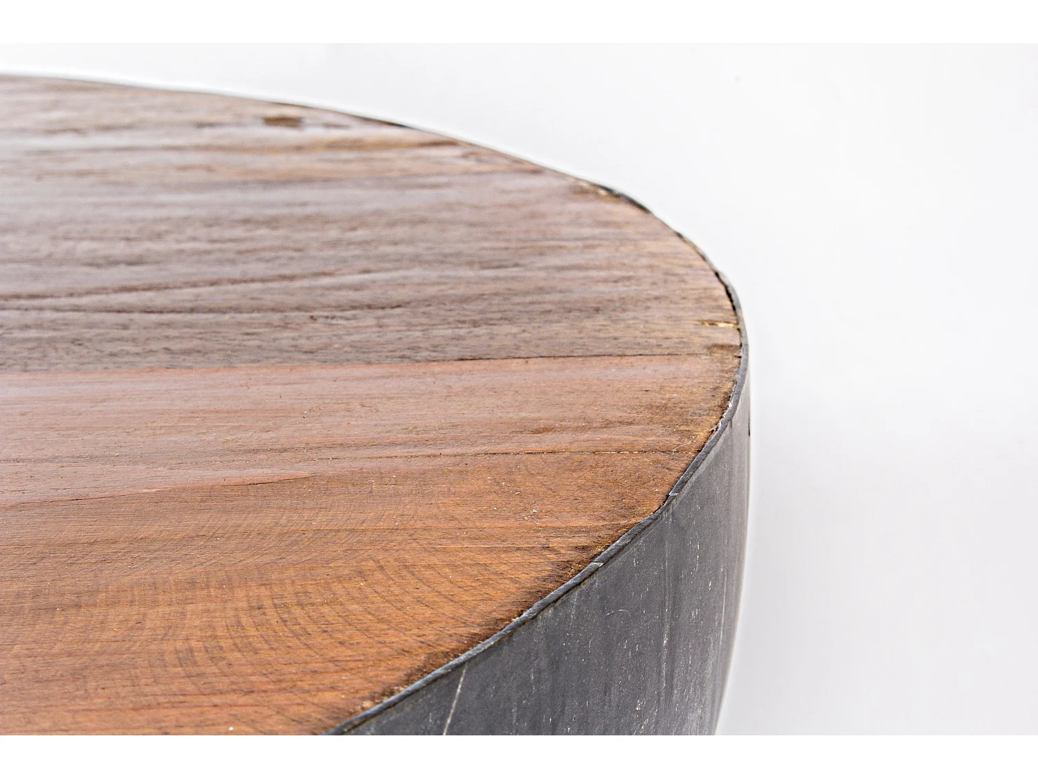 Table basse ronde en bois et acier argent Lara 90cm