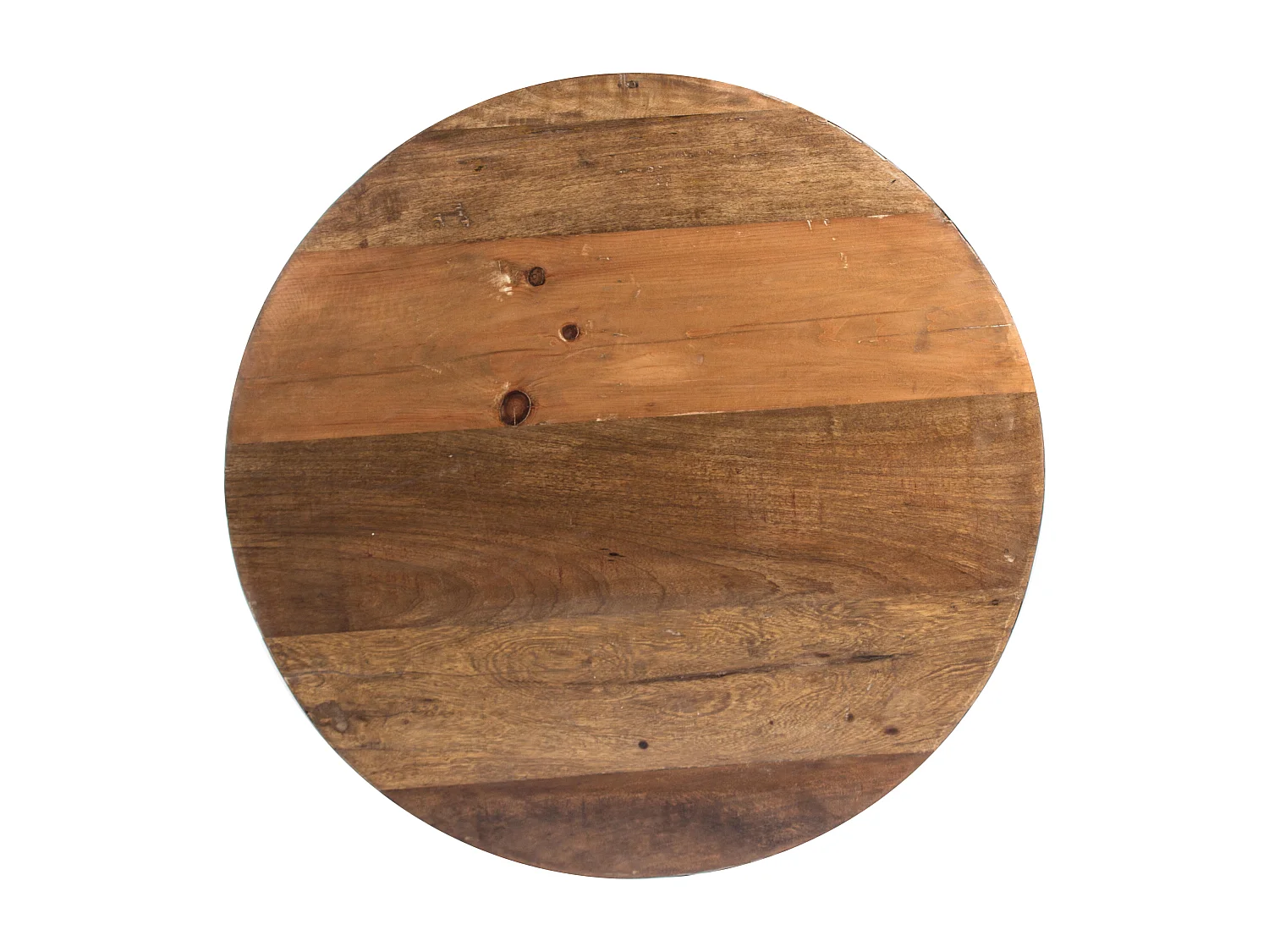 Table basse ronde en bois et acier argent Lara 90cm