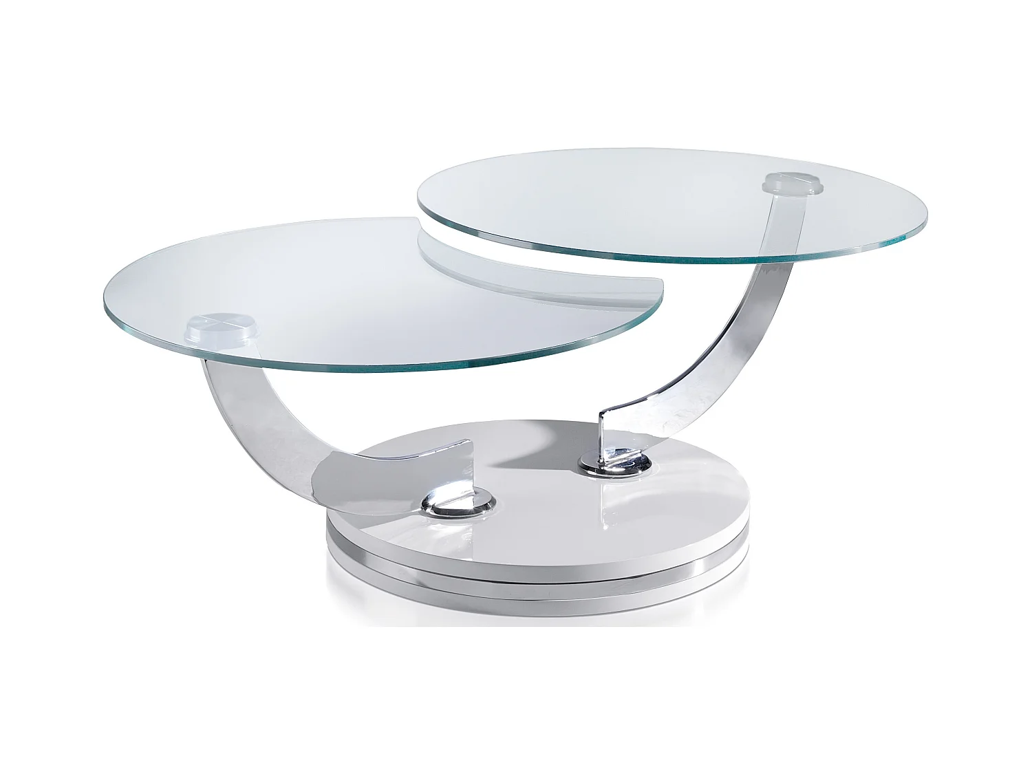 Table basse laquée gris articulée avec mécanisme pivotant synchronisé Modena