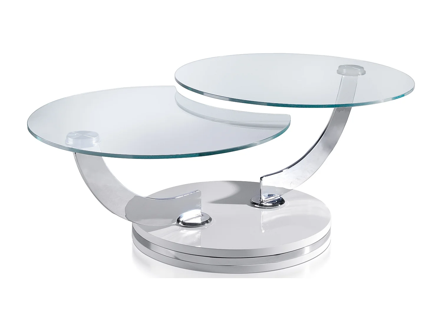 Table basse laquée gris articulée avec mécanisme pivotant synchronisé Modena