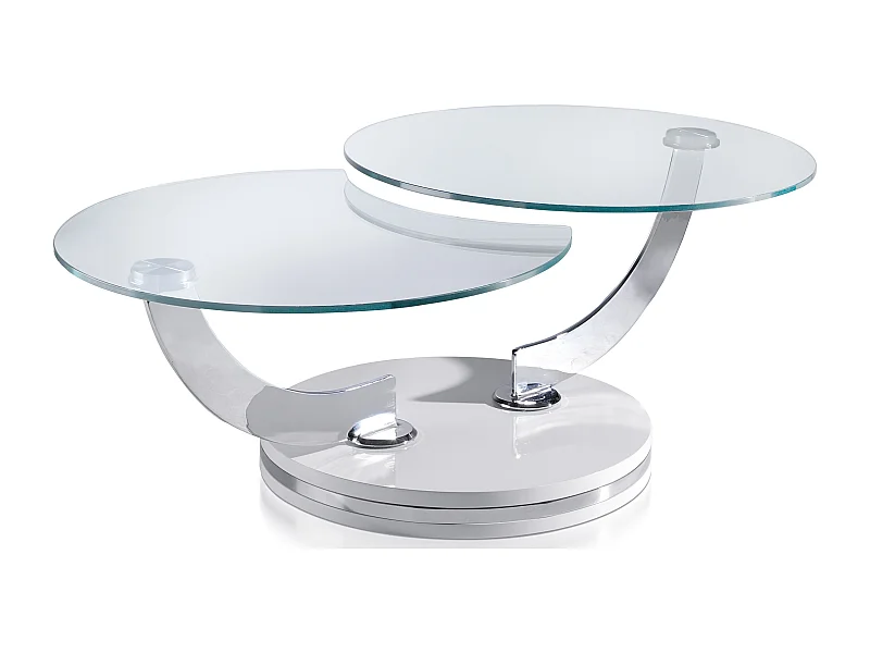 Table basse laquée gris articulée avec mécanisme pivotant synchronisé Modena