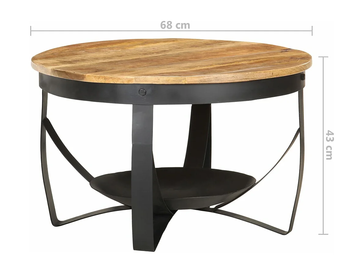 Table basse Ø68x43 Bois de manguier brut