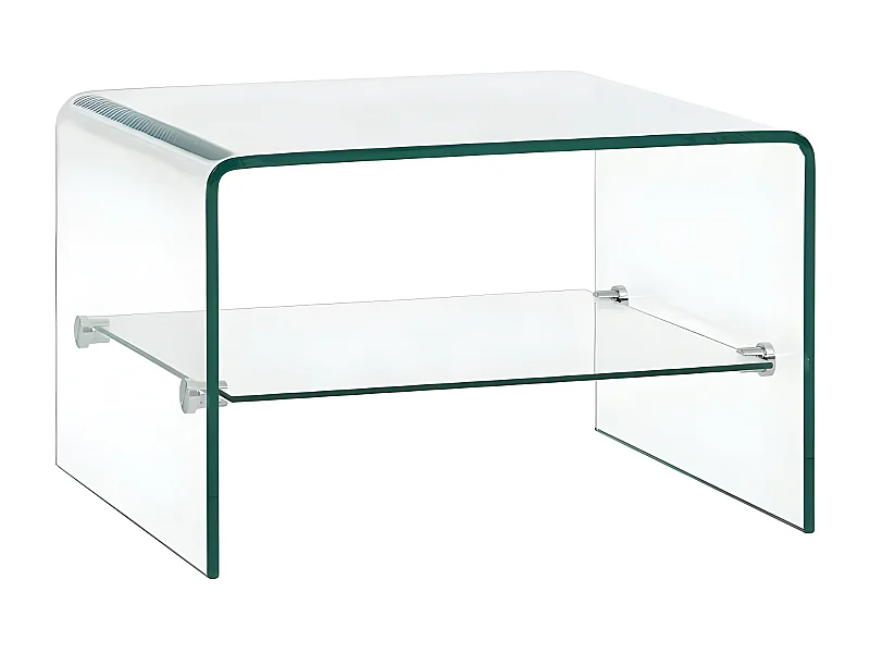 Table basse rectangulaire 2 plateaux verre trempé transparent Niu