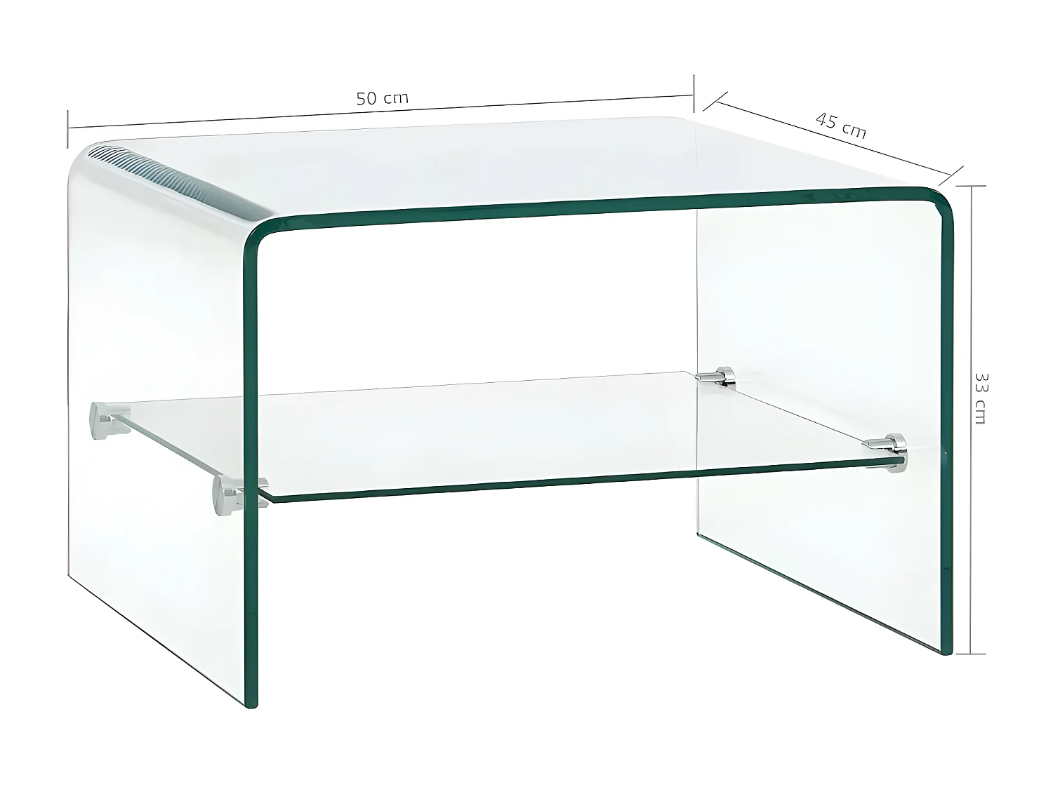 Table basse rectangulaire 2 plateaux verre trempé transparent Niu