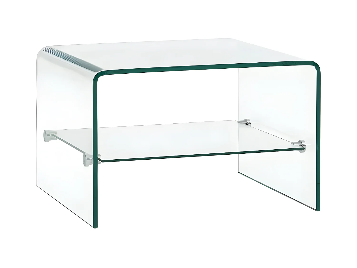 Table basse rectangulaire 2 plateaux verre trempé transparent Niu