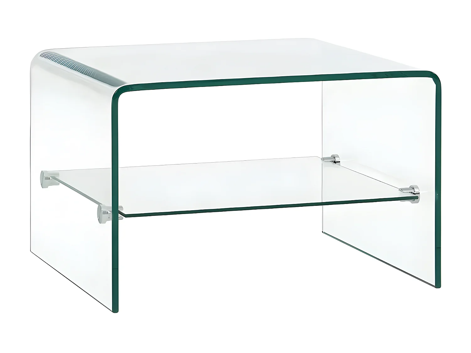 Table basse rectangulaire 2 plateaux verre trempé transparent Niu