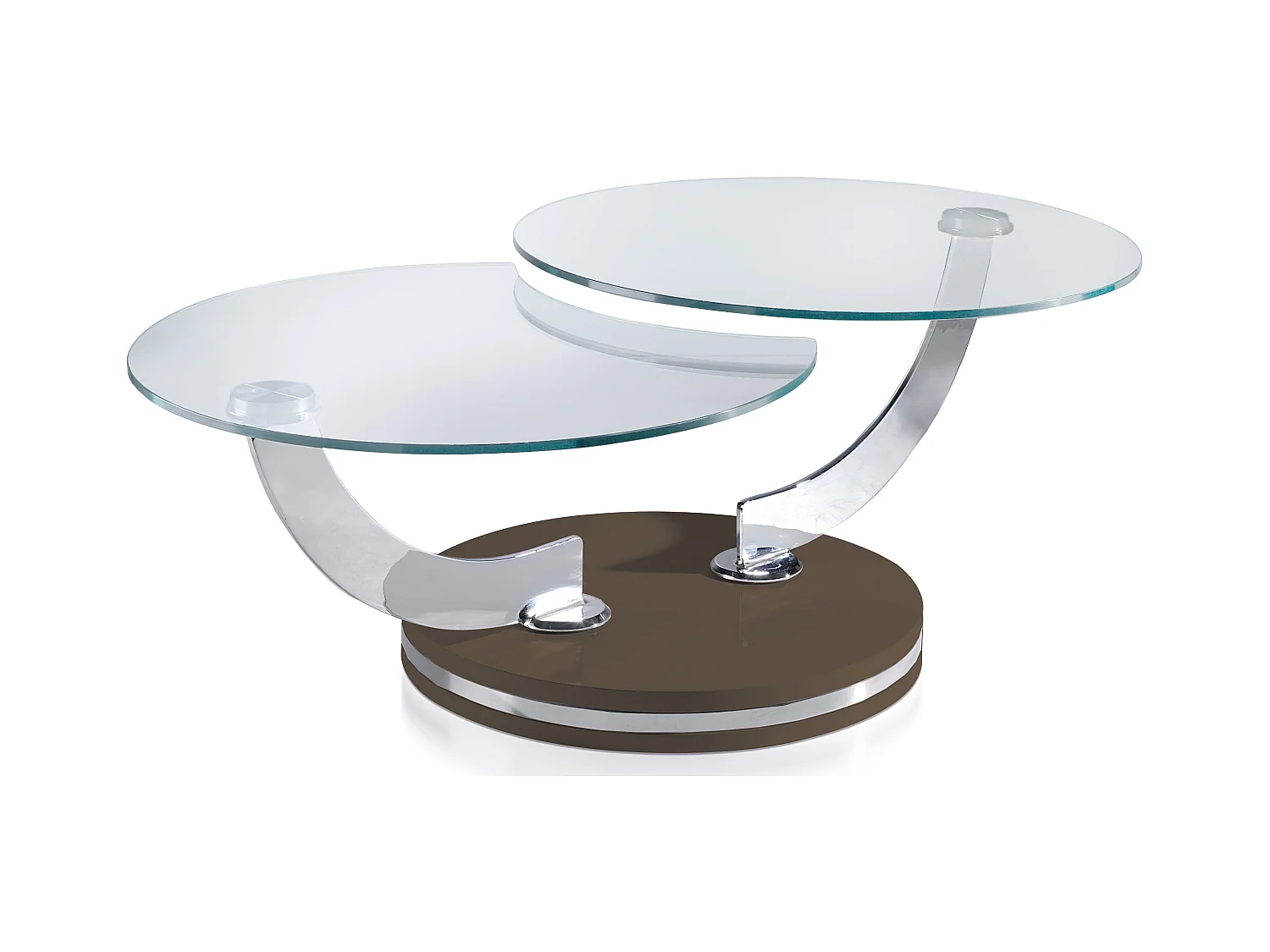 Table basse laquée marron articulée avec mécanisme pivotant synchronisé Modena