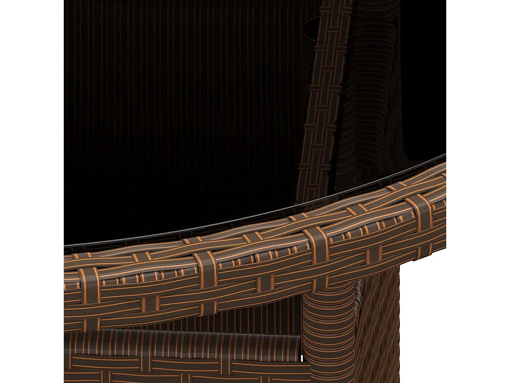 Table de jardin Ø80x75 Verre trempé-résine tressée Marron