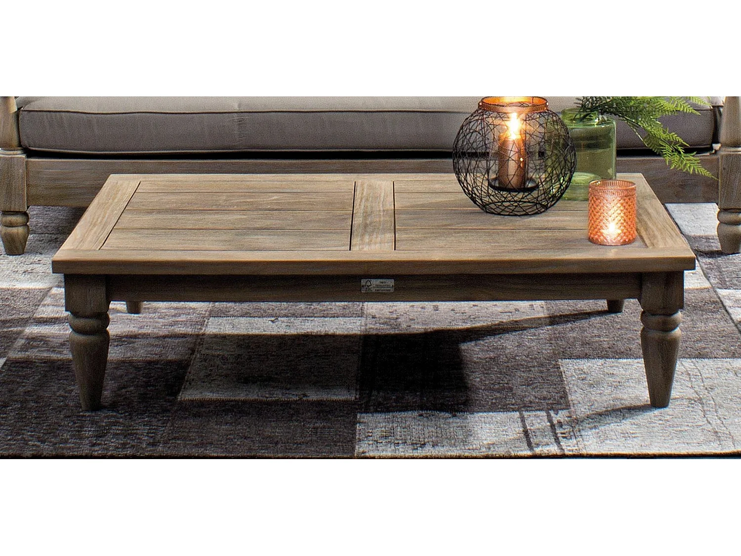 Table basse de jardin rectangle en bois teck Balou L 120cm