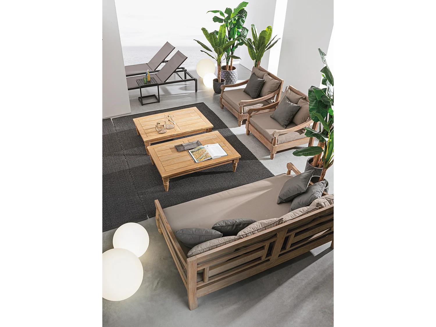 Table basse de jardin rectangle en bois teck Balou L 120cm