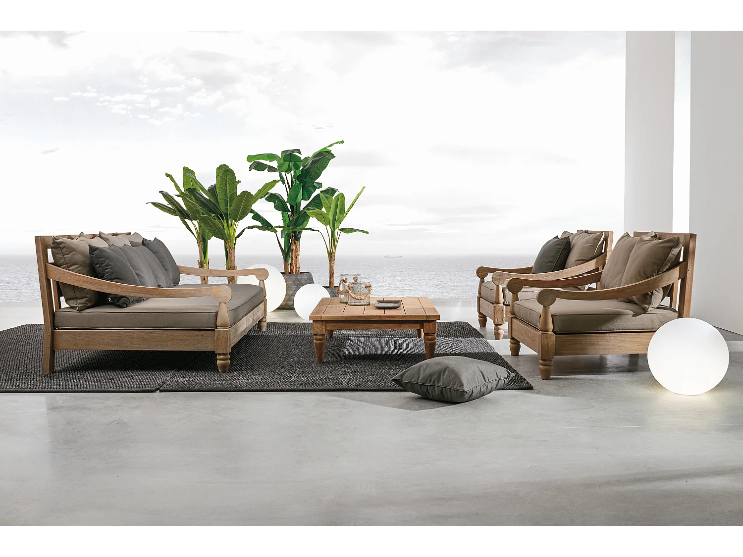 Table basse de jardin rectangle en bois teck Balou L 120cm