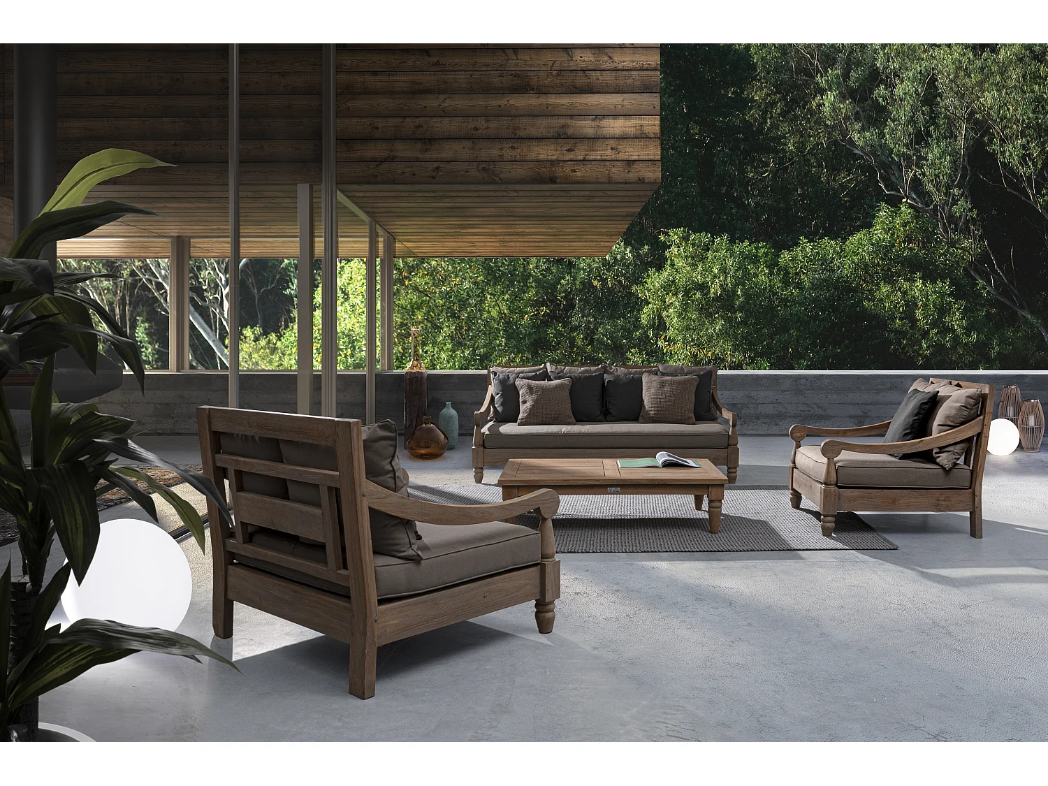 Table basse de jardin rectangle en bois teck Balou L 120cm